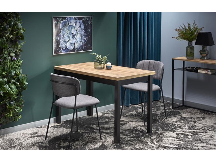 Prostokątny stół w stylu industrialnym - Vinton Stal Płyta MDF Wysokość 77 cm Wysokość 120 cm Drewno Kolor Beżowy