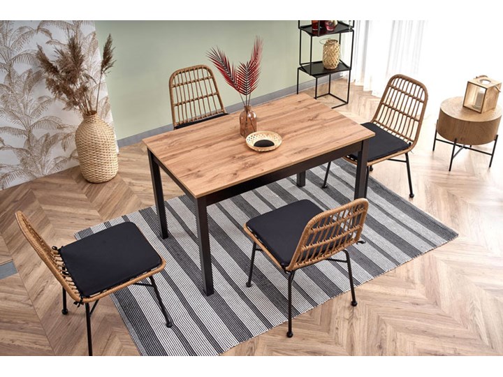 Rozkładany prostokątny stół w stylu loftowym - Rester Wysokość 75 cm Płyta MDF Drewno Stal Pomieszczenie Stoły do salonu