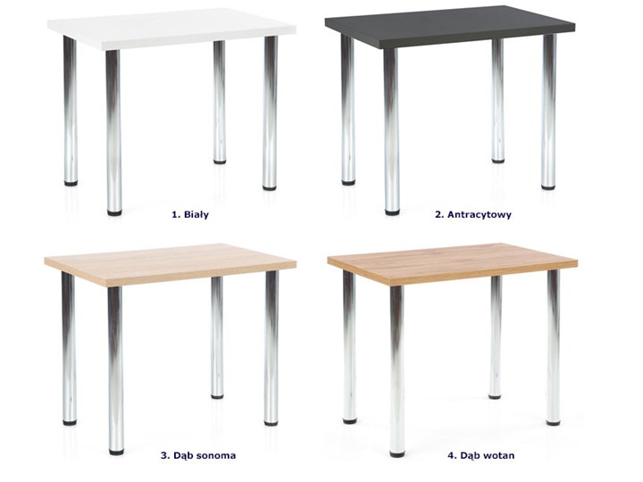 Antracytowy minimalistyczny stół - Mariko 2X Wysokość 75 cm Drewno Płyta MDF Styl Nowoczesny Stal Kształt blatu Prostokątny