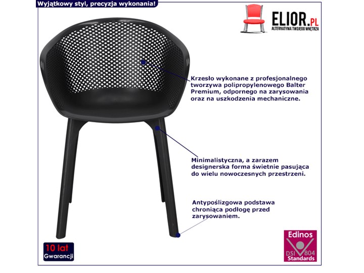 Ażurowe krzesło czarne - Bliss Szerokość 57 cm Drewno Pomieszczenie Jadalnia Tworzywo sztuczne Głębokość 53 cm Wysokość 80 cm Model Krzesła ażurowe