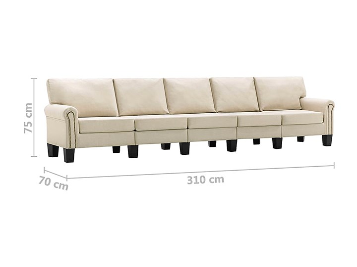 5-osobowa kremowa sofa dekoracyjna - Alaia 5X Głębokość 70 cm Stała konstrukcja Styl Nowoczesny Szerokość 310 cm Boki Z bokami