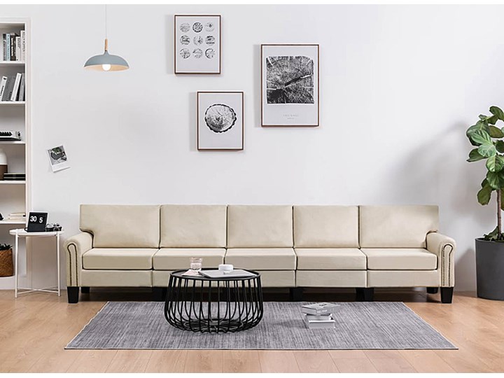 5-osobowa kremowa sofa dekoracyjna - Alaia 5X Szerokość 310 cm Typ Gładkie Głębokość 70 cm Stała konstrukcja Boki Z bokami