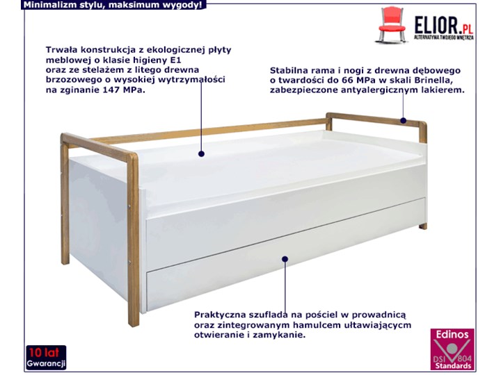 Dziecięce łóżko tapczan z szufladą - Benny 6X Płyta meblowa Drewno Kategoria Łóżka dla dzieci Płyta MDF Rozmiar materaca 80x180 cm