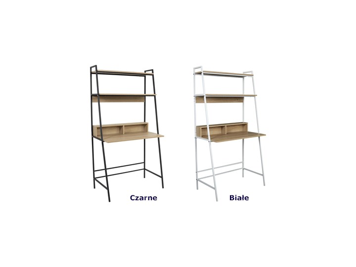 Białe biurko boho z półkami - Astros Szerokość 81 cm Głębokość 81 cm Szerokość 48 cm Styl Nowoczesny Metal Drewno Płyta MDF Sekretarzyk Styl Skandynawski