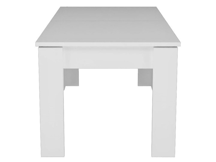 Biały minimalistyczny rozkładany stół - Akon Styl Nowoczesny Tworzywo sztuczne Płyta laminowana Płyta MDF Drewno Wysokość 77 cm Pomieszczenie Stoły do salonu