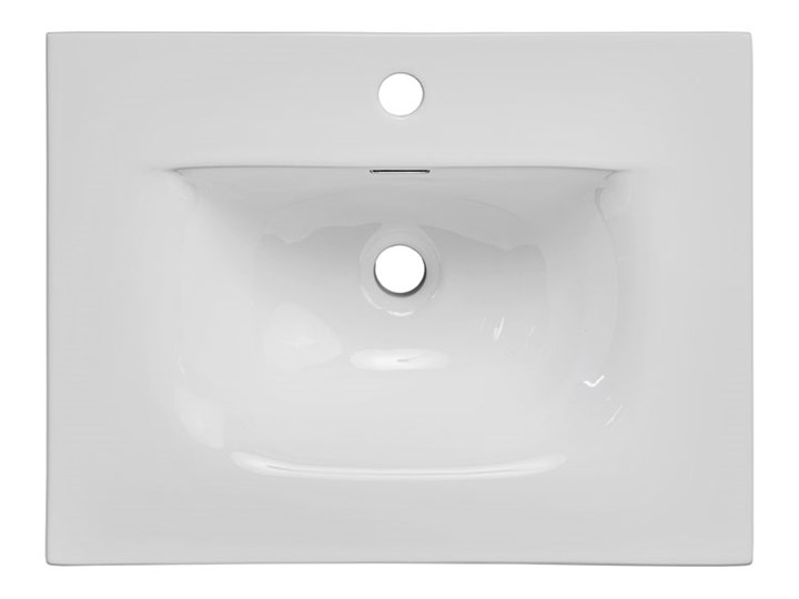 Biała prostokątna umywalka ceramiczna - Priva 60 cm Szerokość 61 cm Szerokość 80 cm Ceramika Szkło Prostokątne Wolnostojące Meblowe Kolor Biały