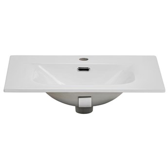 Biała prostokątna umywalka ceramiczna - Priva 60 cm