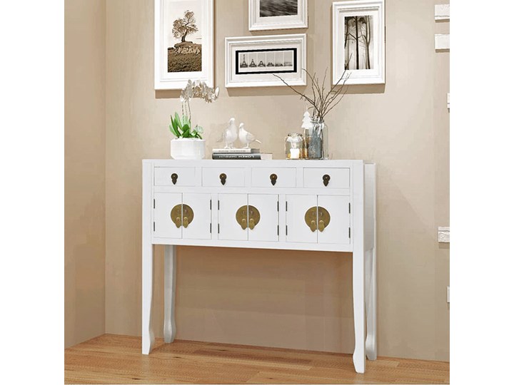Drewniana komoda w stylu chińskim - Gansi Wysokość 91 cm Szerokość 95 cm Głębokość 24 cm Z szafkami Drewno Kategoria Komody Pomieszczenie Salon