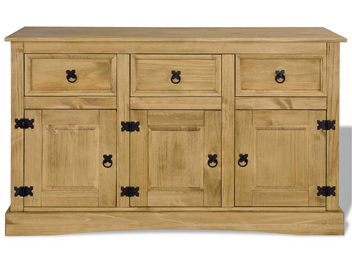 Drewniana komoda w stylu rustykalnym - Gamori Głębokość 43 cm Drewno Szerokość 132 cm Wysokość 78 cm Sosna Pomieszczenie Salon