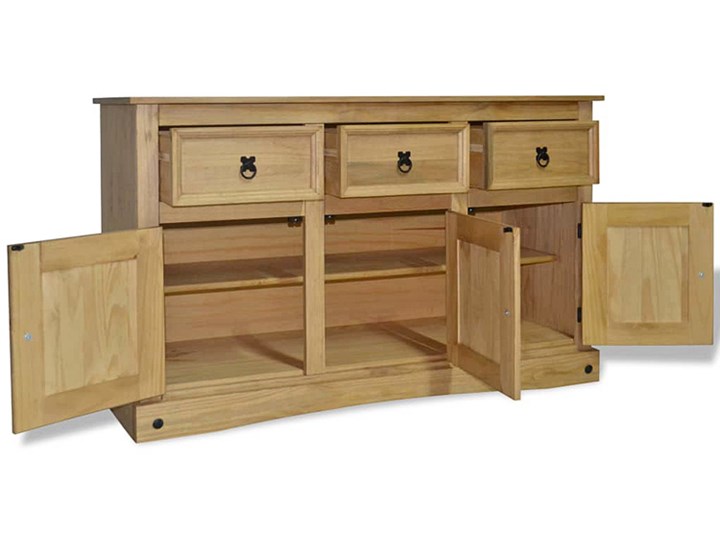 Drewniana komoda w stylu rustykalnym - Gamori Pomieszczenie Salon Drewno Szerokość 132 cm Głębokość 43 cm Wysokość 78 cm Sosna Styl Minimalistyczny