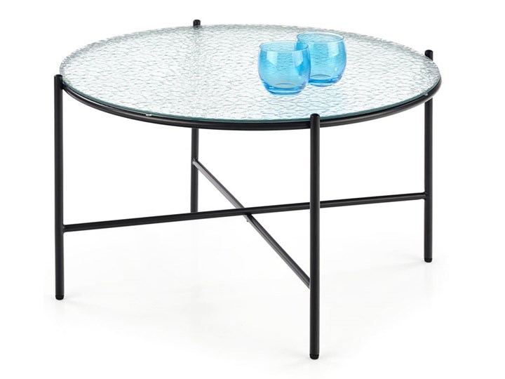 Bezbarwny stolik kawowy - Roles 2X Zestaw stolików Szerokość 70 cm Długość 70 cm Metal Stal Wysokość 41 cm Szkło Średnica 70 cm