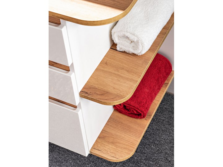 Szafka z umywalką z szufladami - Sewilla 2S Biały połysk Szerokość 94 cm Płyta MDF Głębokość 50 cm Wysokość 64 cm Drewno Kategoria Szafki stojące