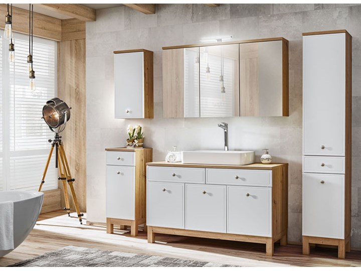 Nowoczesna szafka z umywalką - Belissa 2S 120 cm Głębokość 50 cm Szafki Płyta MDF Drewno Wysokość 75 cm Kategoria Szafki stojące Wiszące Stojące Kolor Biały
