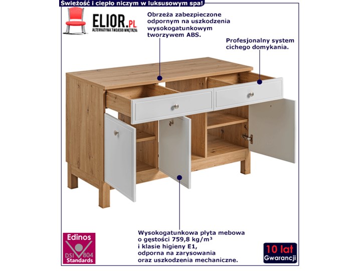 Nowoczesna szafka z umywalką - Belissa 2S 120 cm Głębokość 50 cm Kategoria Szafki stojące Płyta MDF Wysokość 75 cm Wiszące Drewno Szafki Stojące Kolor Biały