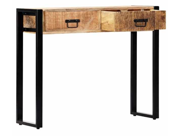 Konsola z drewna mango - Barver Styl Industrialny Z szufladą Stal nierdzewna Drewno Wysokość 75 cm Szerokość 90 cm Kategoria Konsole