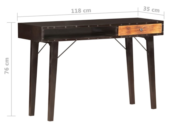 Konsola z szufladą i półką - Irna Wysokość 76 cm Drewno Z półką Szerokość 118 cm Szerokość 35 cm Styl Vintage