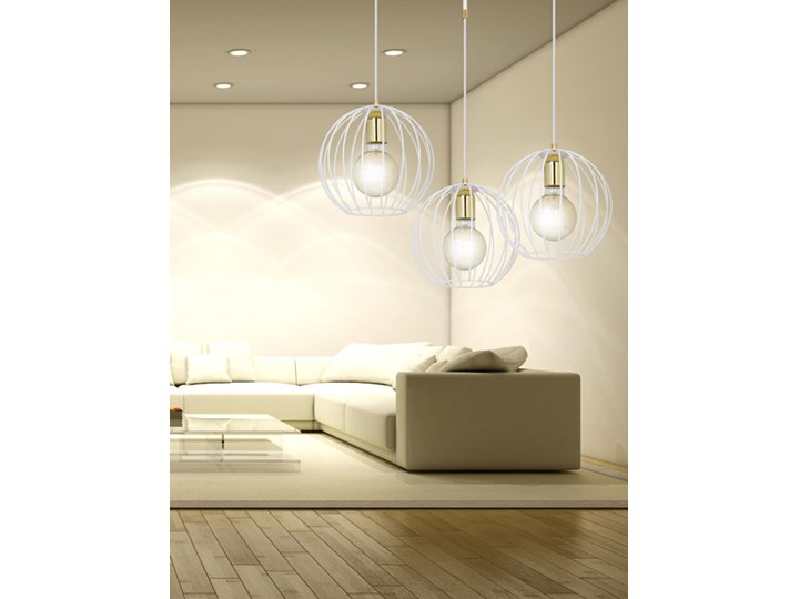 Biała wisząca lampa druciana w stylu loft - D030-Lisen Metal Pomieszczenie Salon