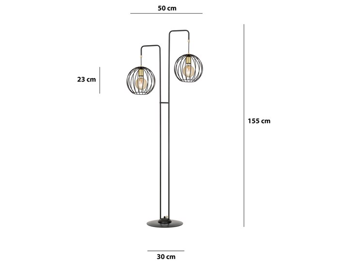 Czarna okrągła druciana lampa podłogowa - D034-Lisen Pomieszczenie Salon Lampa LED Metal Styl Industrialny