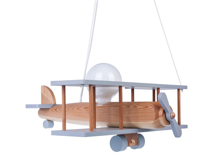 Szary dziecięcy żyrandol drewniany samolot - S198-Frela Lampa wisząca Kategoria Lampy dziecięce