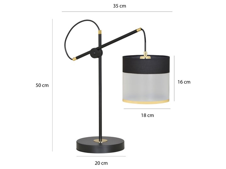 Czarna nowoczesna lampka nocna - D041-Ardos Metal Styl Industrialny Wysokość 50 cm Lampa nocna Tworzywo sztuczne Styl Nowoczesny