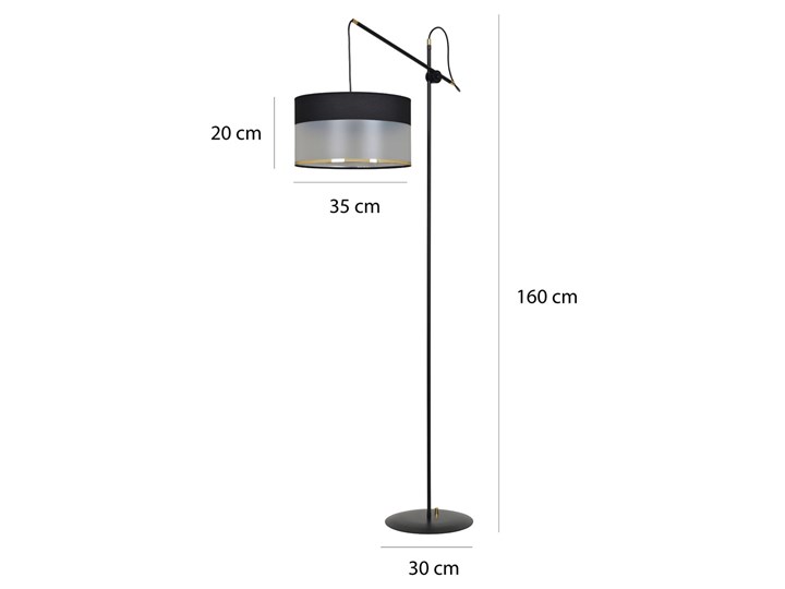 Czarna nowoczesna lampa podłogowa z abażurem - D042-Ardos Lampa LED Metal Lampa z abażurem Lampa dekoracyjna Tworzywo sztuczne Pomieszczenie Salon