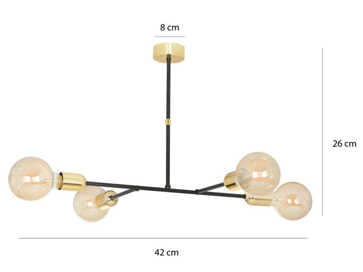 Czarny nowoczesna lampa wiszaca - D044-Mingo Lampa inspirowana Metal Kolor Złoty