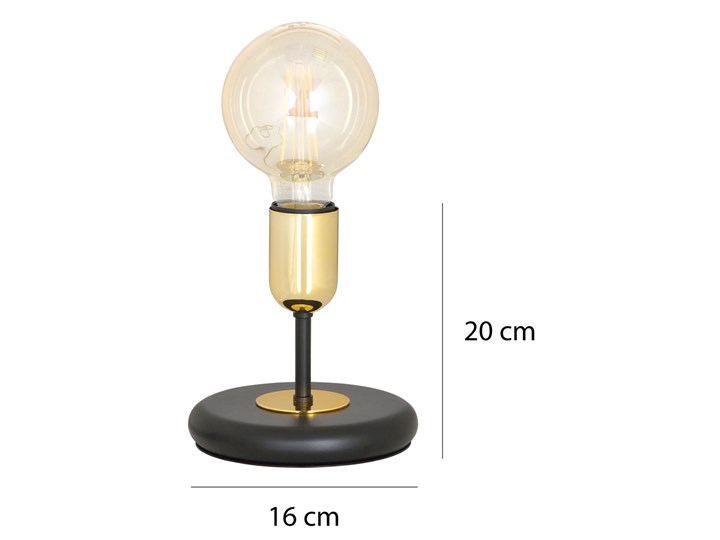 Czarna loftowa lampka nocna - D046-Mingo Wysokość 20 cm Styl Nowoczesny Lampa nocna Metal Styl Industrialny