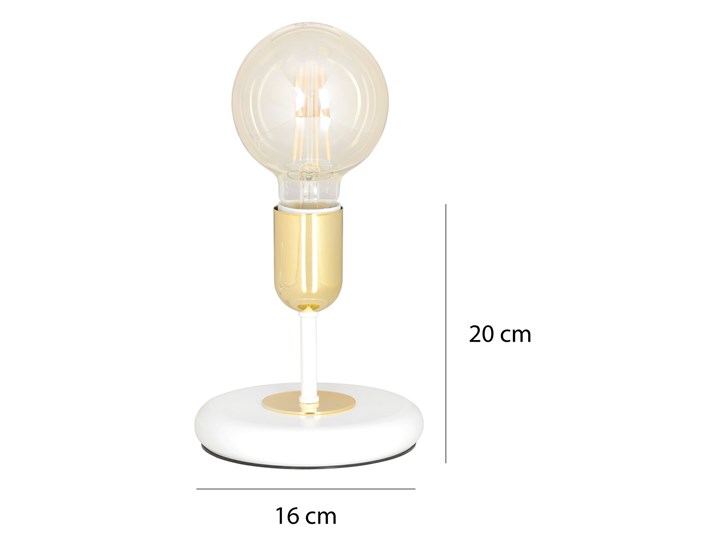 Biała loftowa lampka nocna - D046-Mingo Wysokość 20 cm Lampa nocna Metal Styl Nowoczesny