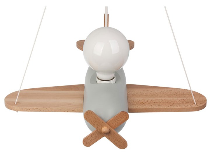 Szara drewniana lampa wisząca samolot - S201-Rolia Kategoria Lampy dziecięce Dla chłopca Kolor Biały