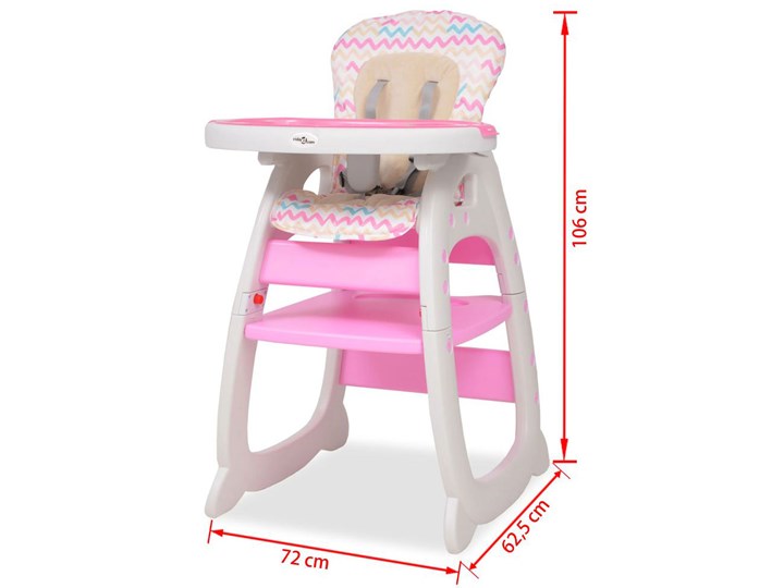 Różowe krzesełko dziecięce do karmienia 3w1 - Atis Kolor Różowy