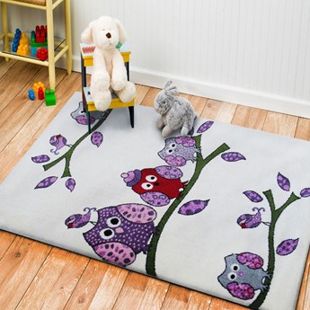 Kremowy dywan dziecięcy w sowy - Kortis
