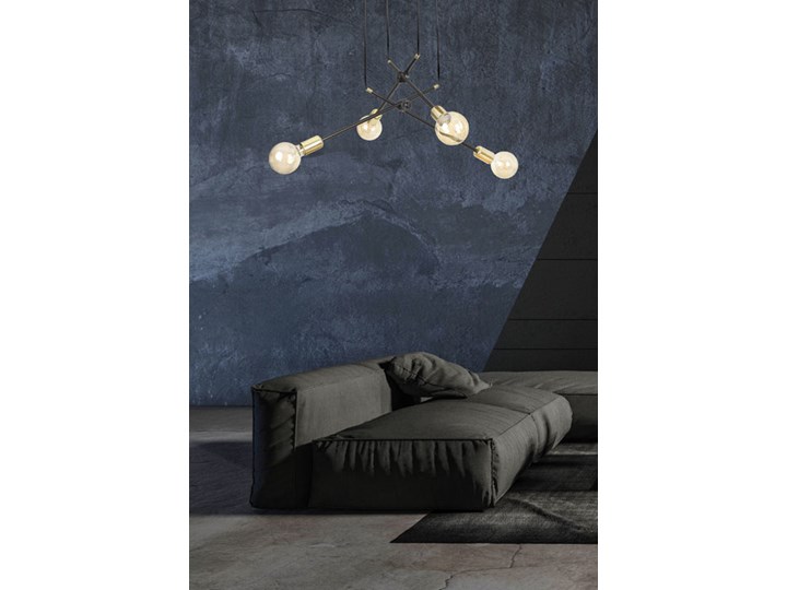Czarna loftowa lampa wisząca- D091-Notia Pomieszczenie Salon Metal Lampa z abażurem Kategoria Lampy wiszące