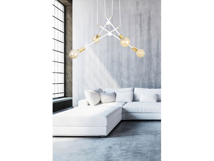 Biała regulowana lampa wisząca - D091-Notia Metal Lampa z abażurem Kolor Złoty