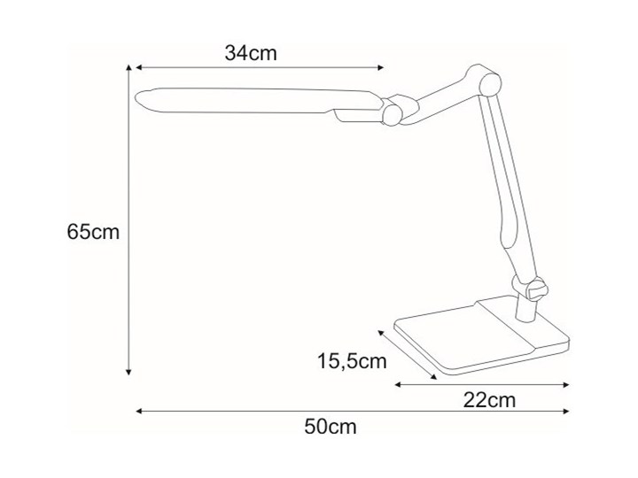 Srebrna lampka do biurka LED ściemniana - S265-Mavers Lampa z kloszem Wysokość 65 cm Tworzywo sztuczne Lampa gabinetowa Pomieszczenie Biuro i pracownia