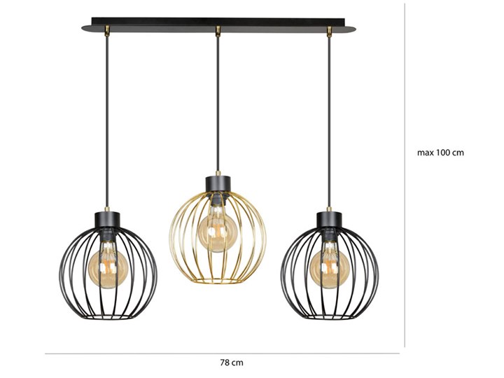Czarna druciana lampa wisząca - D092-Drosel Lampa druciana Metal Pomieszczenie Sypialnia Pomieszczenie Jadalnia