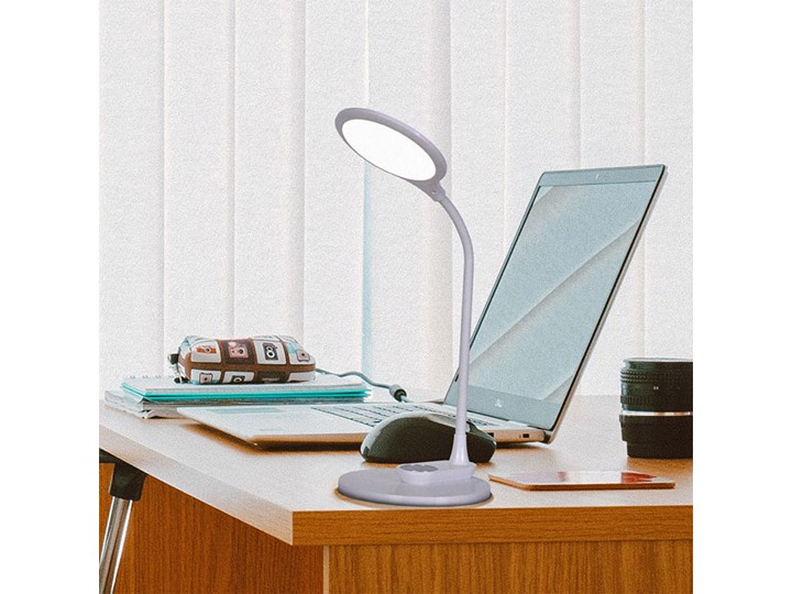 Biała lampka biurowa dotykowa kinkiet LED - S268-Power Lampa gabinetowa Tworzywo sztuczne Pomieszczenie Biuro i pracownia Wysokość 34 cm Funkcje Lampa regulowana