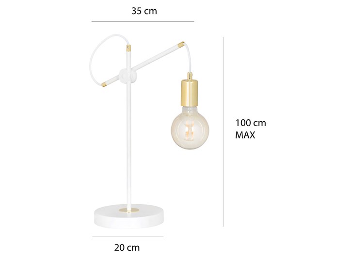 Biała metalowa lampka na biurko - D098-Dopio Wysokość 50 cm Kategoria Lampy stołowe Lampa biurkowa Lampa nocna Kolor Złoty