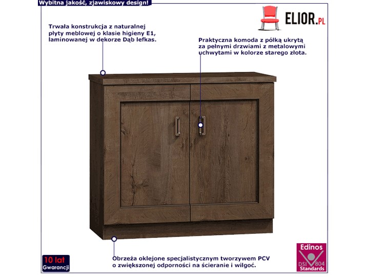 Komoda 90x100 cm dąb lefkas - Tilda 4X Płyta MDF Głębokość 44 cm Wysokość 90 cm Pomieszczenie Pokój nastolatka Styl Skandynawski