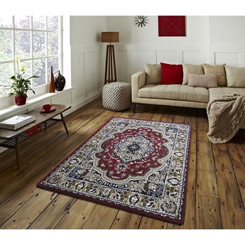 Brązowo-czerwony zdobiony dywan do sypialni - Malkin