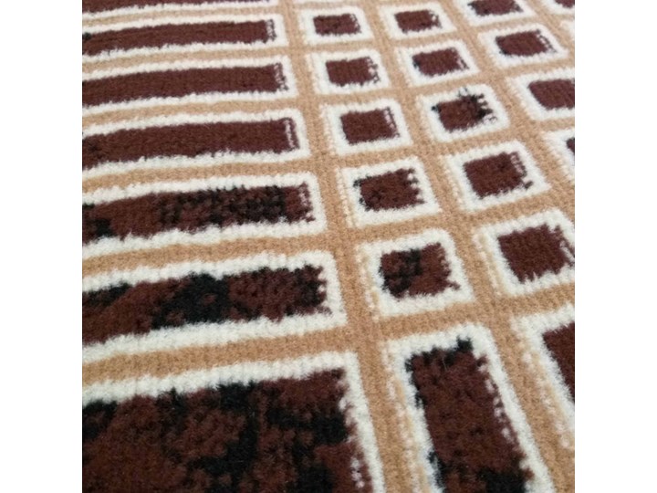 Brązowy dywan z kremowym wzorem - Gertis Kolor Beżowy Dywany 40x60 cm Syntetyk Pomieszczenie Sypialnia
