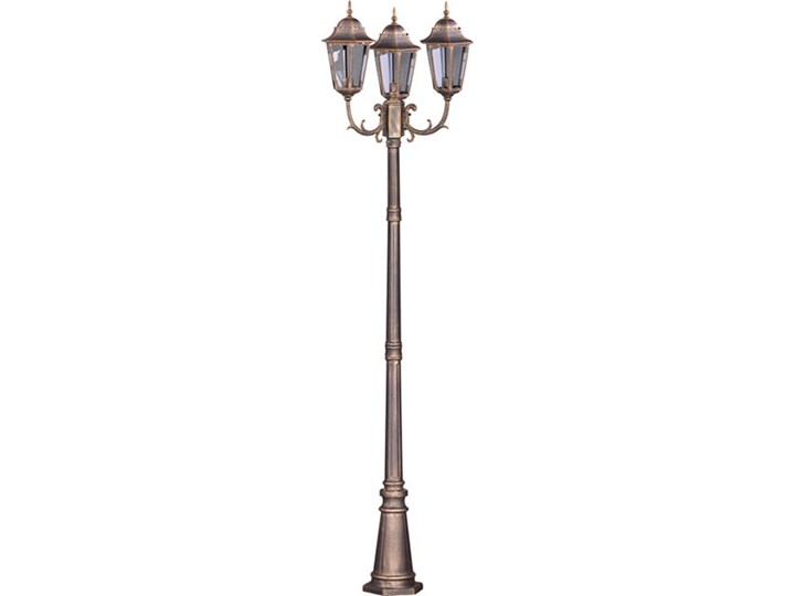 Czarno-złota stojąca lampa ogrodowa z 3 kloszami - S349-Tirma Kategoria Lampy ogrodowe Lampa stojąca Kolor Brązowy