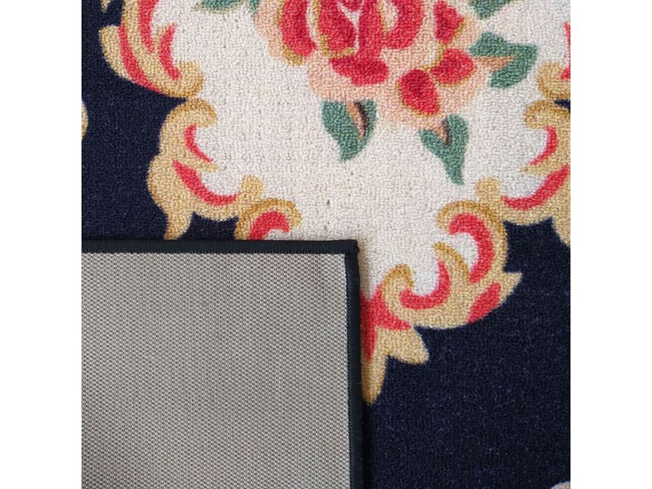 Granatowy prostokątny dywan w kwiaty - Mardes Dywany Syntetyk 80x150 cm Pomieszczenie Sypialnia
