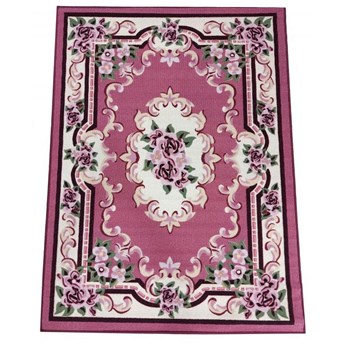 Różowy prostokątny turecki dywan w kwiaty - Mardes