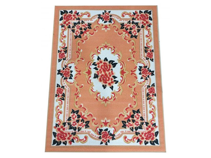 Pomarańczowy prostokątny dywan w kwiaty - Mardes Pomieszczenie Salon 80x150 cm Dywany Syntetyk Pomieszczenie Sypialnia