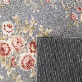 Szary prostokątny miękki dywan w kwiaty - Madson