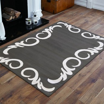 Szary nowoczesny dywan z białym wzorem - Bonix