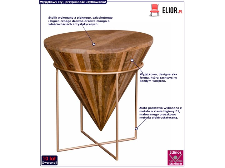 Designerski stolik drewniany - Rebbi Długość 45 cm Drewno Szerokość 45 cm Płyta meblowa Wysokość 45 cm Metal Zestaw stolików Kształt blatu Okrągłe