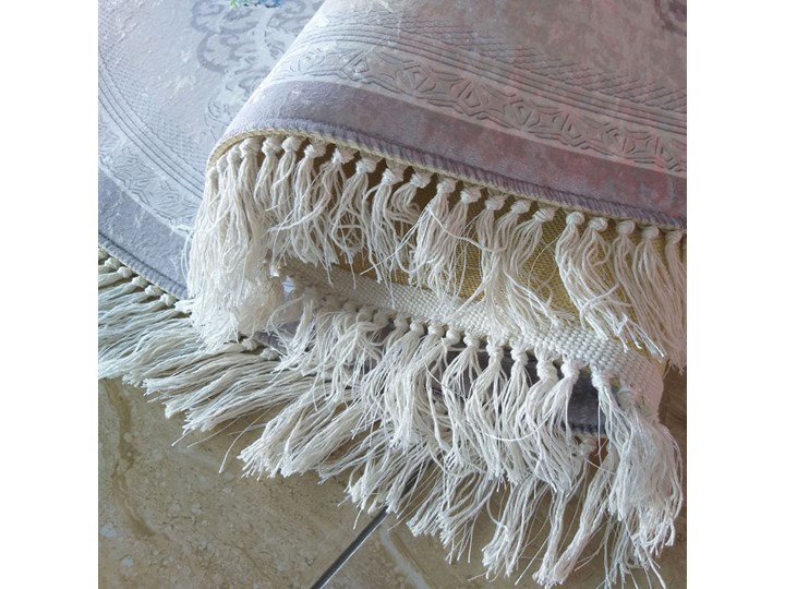 Beżowy owalny dywan do salonu - Kortado Okrągły 60x100 cm Syntetyk Pomieszczenie Przedpokój Dywany Pomieszczenie Sypialnia