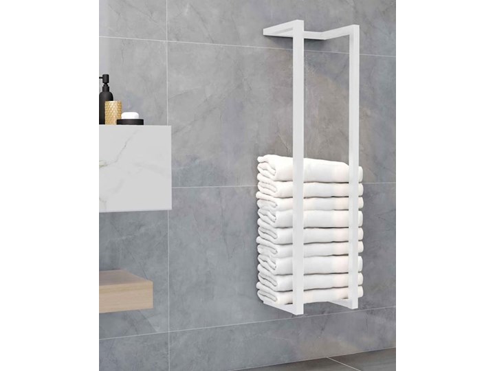 Biały uchwyt łazienkowy na ręczniki - Longi 3X Wieszaki na ręczniki Drewno Stal Kategoria Wieszaki i uchwyty łazienkowe