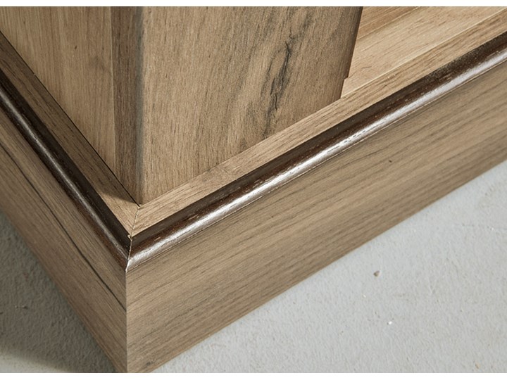 Komoda w dekorze kraft złoty - Almira 5X Szerokość 142 cm Pomieszczenie Salon Głębokość 42 cm Szerokość 60 cm Płyta MDF Z szufladami Z witrynami Wysokość 96 cm Styl Rustykalny